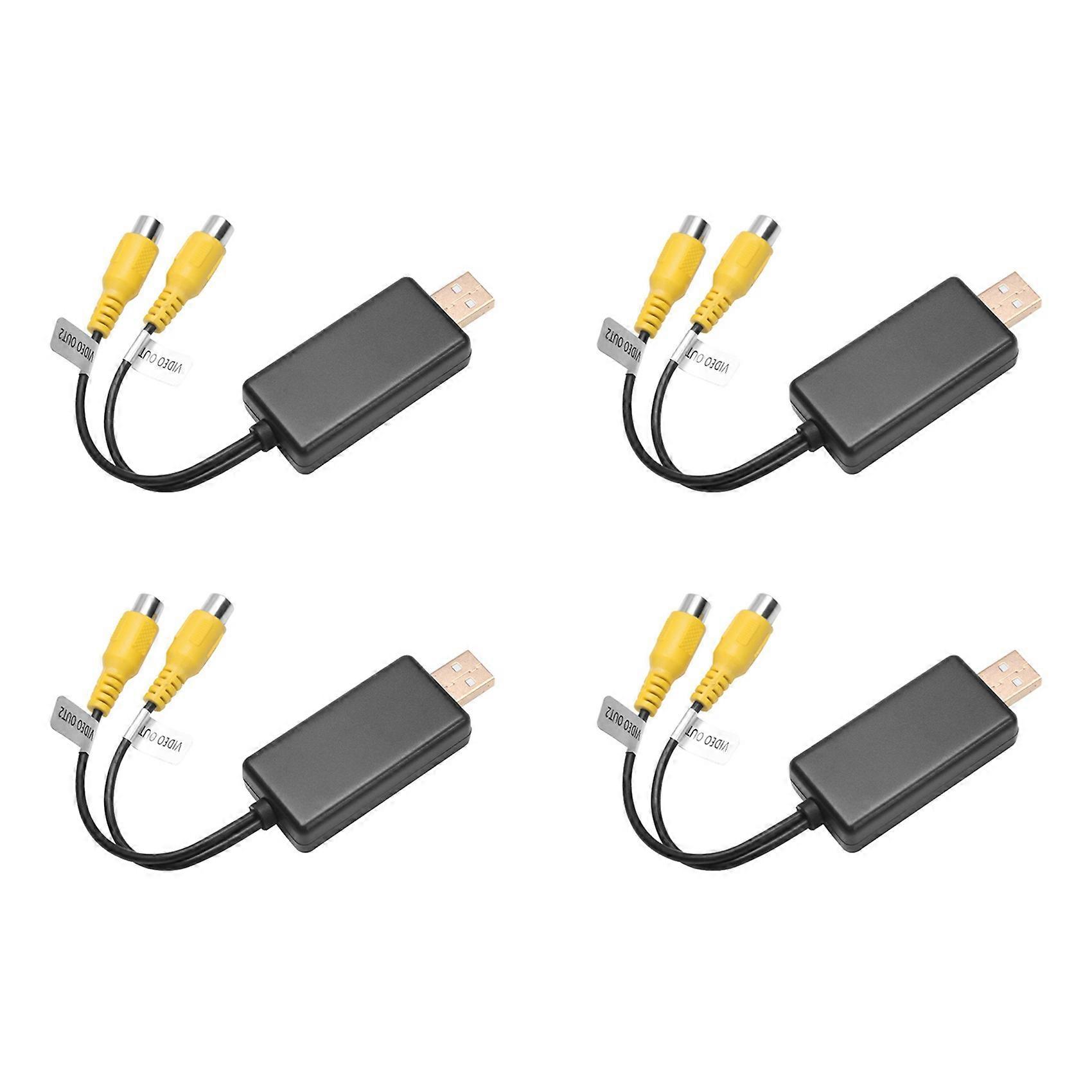 Boîtier Adaptateur 4x Usb Vers Cvbs Rca Sortie Vidéo : Connexion À Un Moniteur/écran Pour Autoradio Multimédia Android (a)