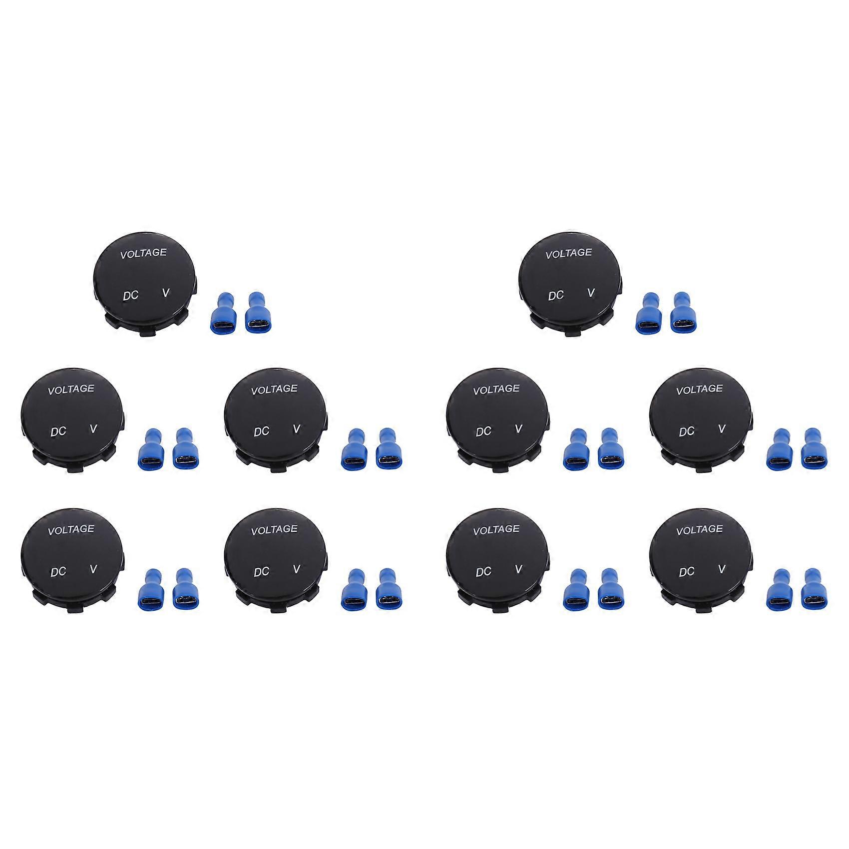 Voltmètre Numérique Universel Étanche 10x Avec Led Bleue Pour Véhicules 12v-24v Cc (voitures, Motos, Camions)