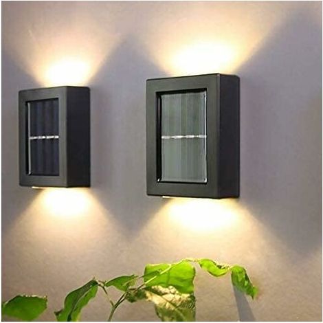 Vurahome -2 Stück Solar-wandleuchte Für Den Außenbereich, Wasserdicht, Led-solar-helle Wandleuchte, Dekorative Garten-auf- Und Ab-licht-wandleuchte, Solarsensor-sicherheitsleuchten, Licht