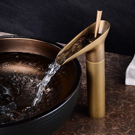 Vurahome - Waschtischarmatur, Badezimmer-wasserfallmischer, Heiß- Und Kaltverstellbarer Waschtischmischer, Chrommessing (für)