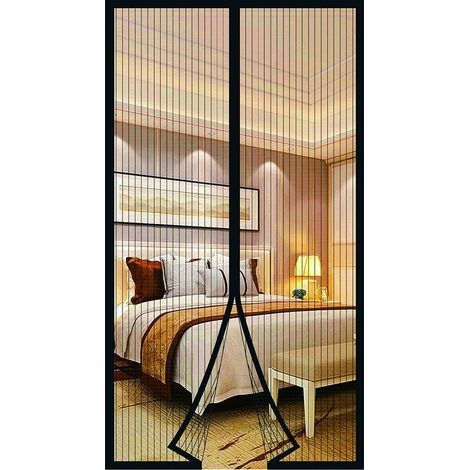 Vurahome – Magnetisches Moskitonetz Für Türfenster, Magnetische Türvorhänge, Leinwand-moskitonetz, Verschiebbares Moskitonetz, Kein Bohren, Magnetisches Fliegengitter (100 X 200 Cm, Schwarz)