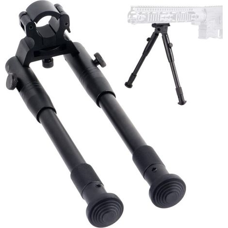 Verstellbares Einziehbares Zweibein Von 8 Bis 10 Zoll – Schwarz Eloxiertes Aluminium – Teleskopbeine Von 21 Bis 25 Cm – Schnelle Installation
