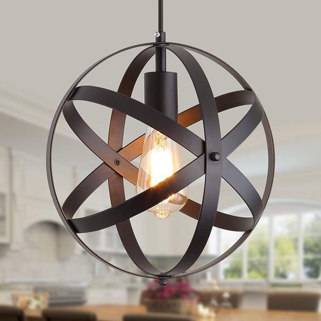 Vintage-pendelleuchte, Schwarze Industrielle Deckenlampe, Käfiglampe, E27-deckenbeleuchtung, Metall-lampenschirm Für Restaurant, Bar, Esszimmer [energieklasse E]