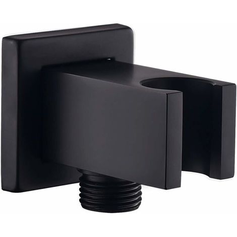 Wandanschlussbogen Mit Brausehalterung, Quadratischer 1/2-zoll-duschschlauchanschluss Aus Messing, Drop Ell Union-wandwasserauslass, Schwarz