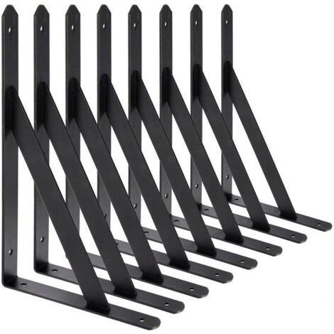 Wandhalterung 200 X 120 Mm – Set Mit 8 Dreieckshalterungen Aus Schwarzem Stahl – Tragkraft 30 Kg – Rostfrei Und Widerstandsfähig