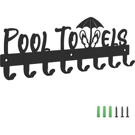 Wandmontierter Handtuchhalter Am Pool Mit 8 Haken, Ideal Für Den Einsatz Im Freien Oder Im Badezimmer Und Zum Aufhängen Von Bademänteln.
