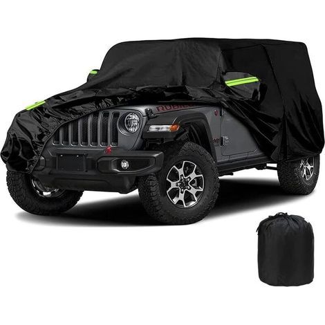 Wasserdichte Autoabdeckung Für Jeep Wrangler 2 Türen Cj,yj, Tj & Jk, 210d Auto Vollgarage Autoabdeckung Mit Winddichten Riemen (schwarz, 2 Türen)
