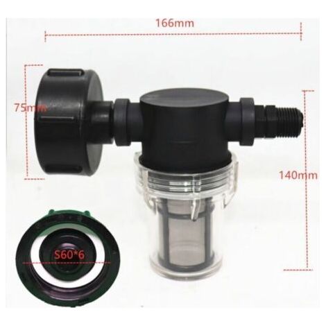 Wasserhahnanschluss 1000 L Tank, Garten-kreuzgelenk Für Regenwassersammler Mit Filterfunktion, S60x6 Ibc-wassertank-adapter (1/2'' Außengewinde),--trimec