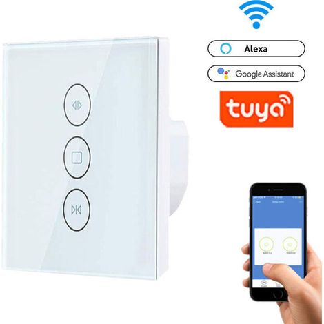 Wifi-verbundener Rollladenschalter, Vorhangwandschalter, Kompatibel Mit Alexa Voice Remote Wi-fi-schalter Touchscreen, Touch-wandschalter [neutrale Leitung Erforderlich