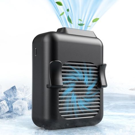 Wiederaufladbarer Und Tragbarer Persönlicher Ventilator, Leistungsstarker Luftstrom, 23 Stunden Laufzeit, Usb-gürtelventilator Für Den Außenbereich, Schwarz