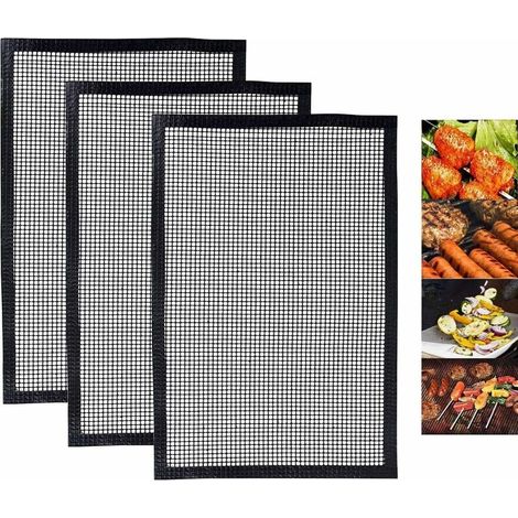Wiederverwendbare Grillmatte, Antihaftbeschichtete Kochmatte Für Grill- Oder Joghurtbereiter, Kompatibel, Funktioniert Gut Mit Elektrogrill, Backofen, Gas, Holzkohle – 3 Stück (40 X 34 Cm) – Fei Yu