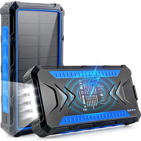 Ymyny 36000 Mah Solar-powerbank – Kabelloses Qi-solar-ladegerät, 2 Usb-anschlüsse Und 1 Typ-c-anschluss, Schnellladung, Ip66 Wasserdicht Für Notstromversorgung Und Camping