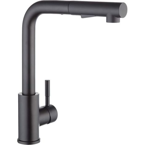 Ymyny Küchenarmatur Mit Schwarzer Brause, Küchenarmatur Mit Ausziehbarer Brause, Küchenarmatur Aus Gebürstetem Edelstahl 304, 360° Drehbarer Spültischmischer, 2-strahl-spültischarmatur (mattschwarz)