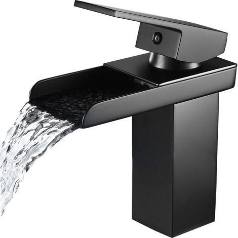 Ymyny Wasserfall-waschtischarmatur, Schwarz-chrom-badezimmerarmatur, Einloch-waschtischarmatur Aus Messing, Strand-badezimmerarmaturen, Elegantes Design