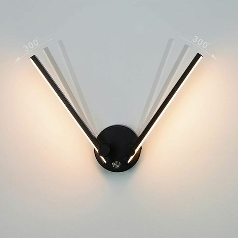 Ymyny – 12w Led-badezimmerwandleuchte – Doppellicht Um 300° Verstellbar – Länge 73cm – Farbtemperatur 3000k Schwarz