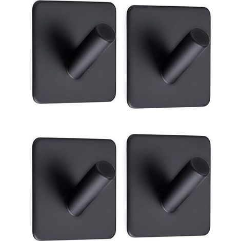 Zolginah 4 Stück 3m Klebehaken Wandhaken Badezimmer Edelstahl Handtuchhaken Für Bad Küche Toilette Schränke Schwarz Quadratisch