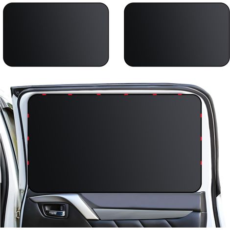 Sonnenschutzblende Fürs Auto, Material: Polyester, Schwarz, Sonnenschutz, Uv-schutz, 2-teilig, Geeignet Zum Schutz Von Kindern, Der Sicht Des Fahrers Und Der Privatsphäre