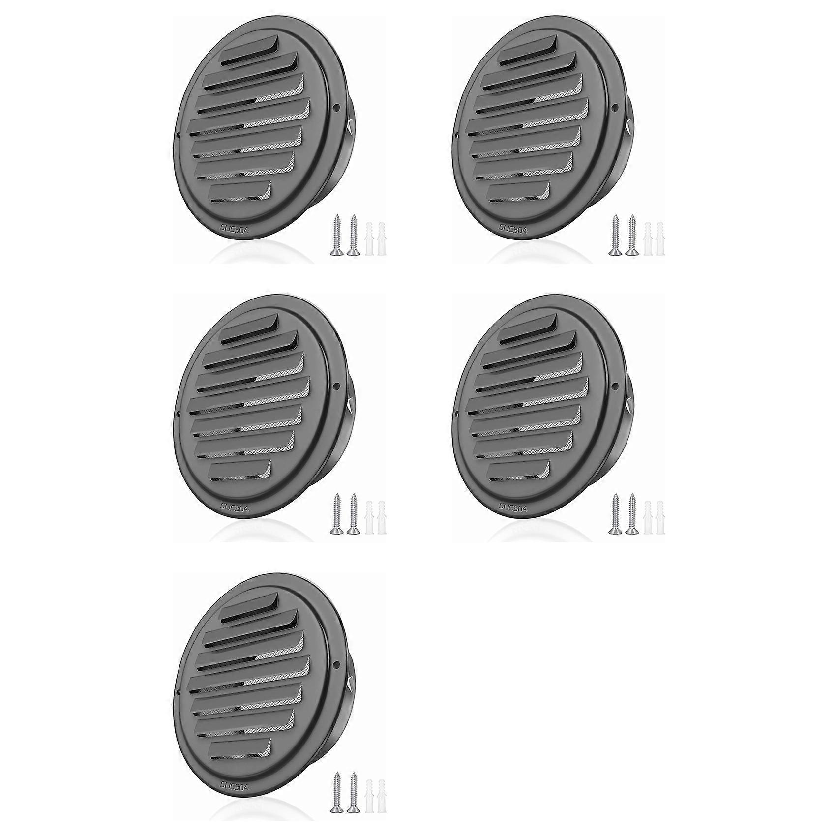 Lot De 5 Grilles De Ventilation À Persiennes De 10 Cm (4 Pouces) En Acier Inoxydable 304, Pour Conduit D'Aération Mural.