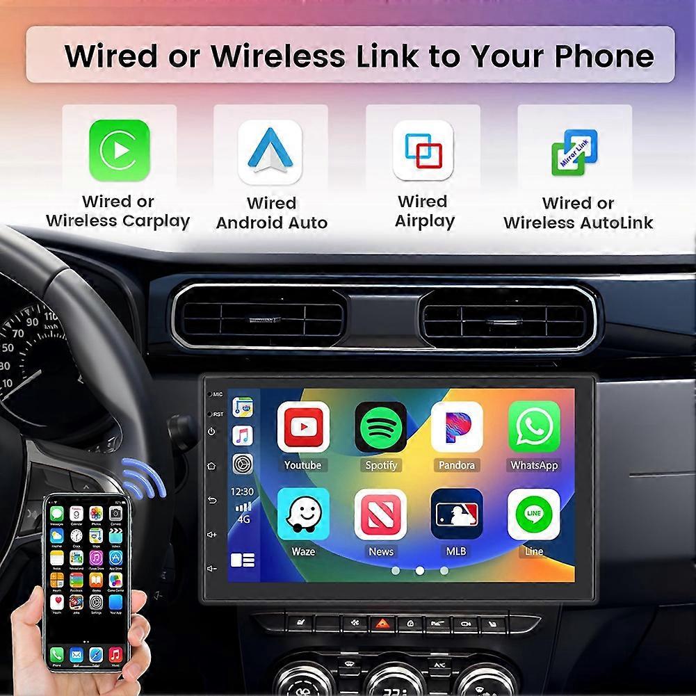 Autoradio Double Din Android 13 (2 + 64 Go) Avec Carplay Sans Fil, Écran Tactile 7 Pouces, Gps, Wi-fi Et Caméra.