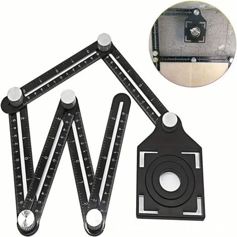 Mehrwinkelmesslineal Mit Positionierungsloch – 6-seitige Winkelschablone Aus Aluminiumlegierung – Messwerkzeugvorlage