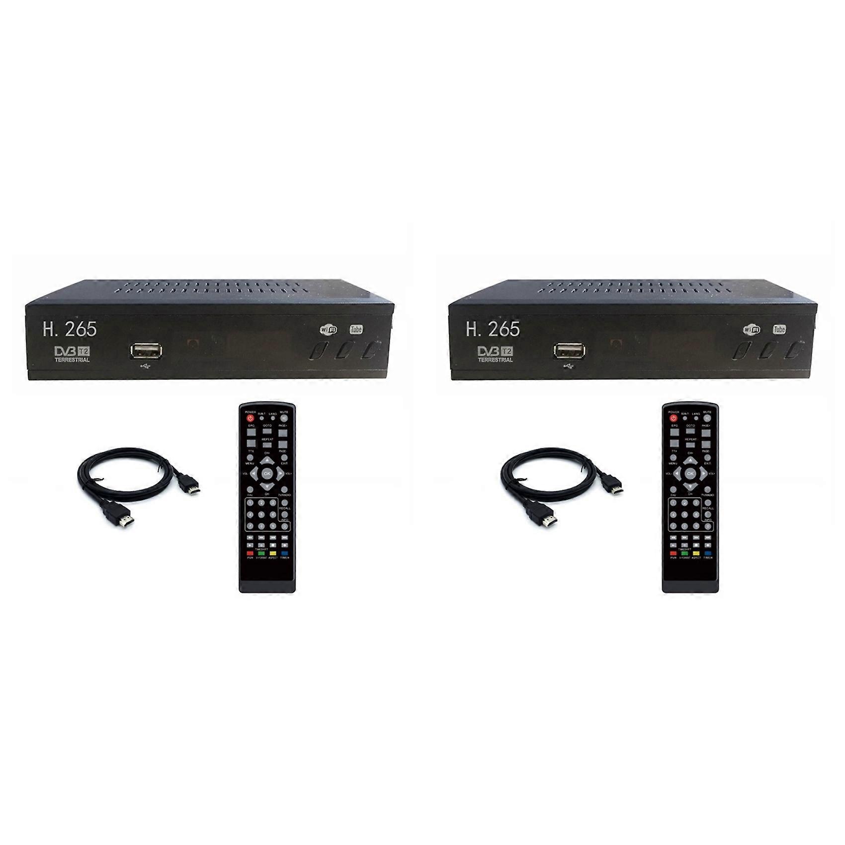 2 Tuners Tv Numériques Dvb-t2 Hevc 265, Décodeur Hd 1080p Dvb-t2 H.265, Récepteur Tv Terrestre Usb, Boîtier Décodeur, Prise Ue