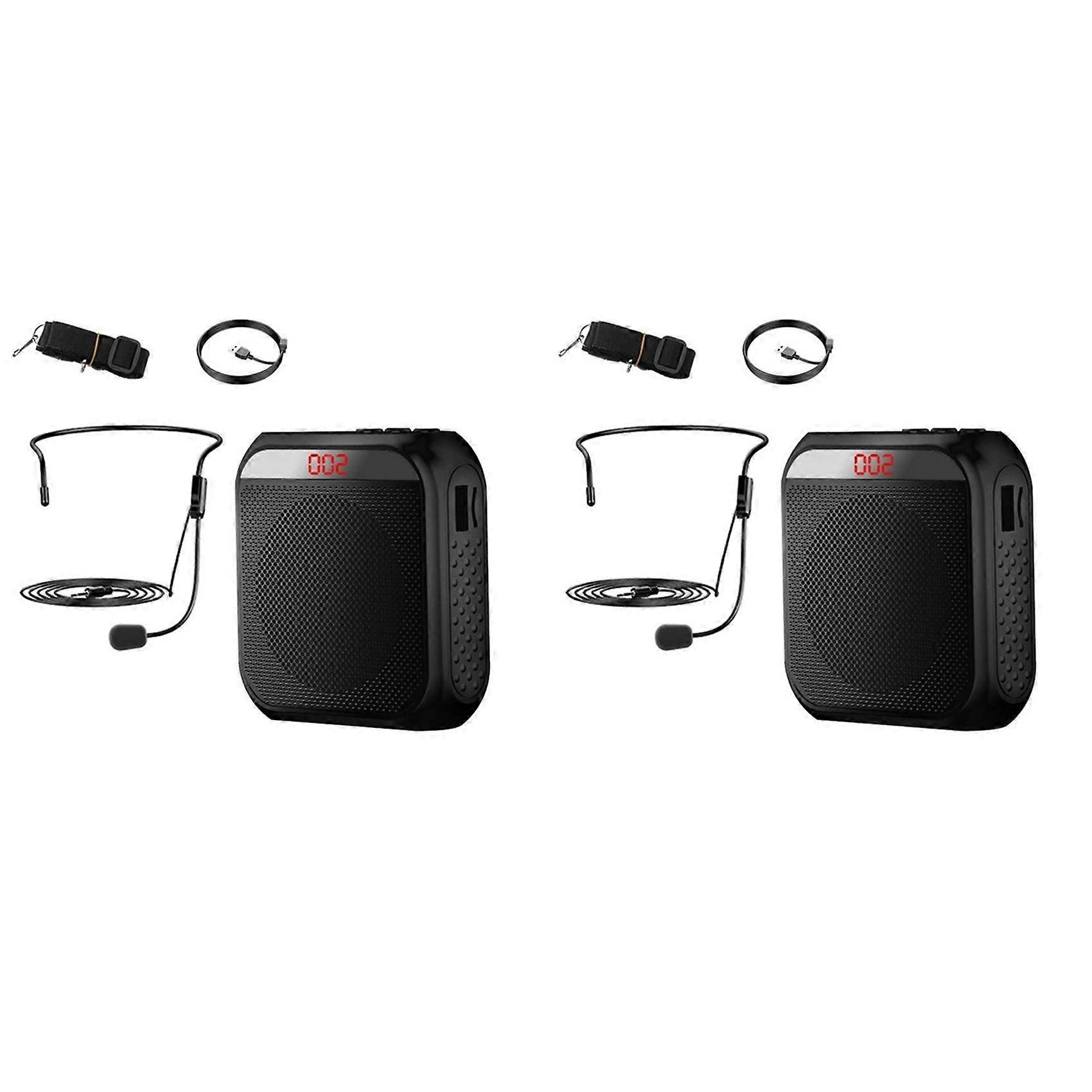 2 Microphones-casques Portables Avec Amplificateur Vocal, Amplificateur Vocal Rechargeable Pour Enseignants, Formation, Guides Touristiques, Etc.