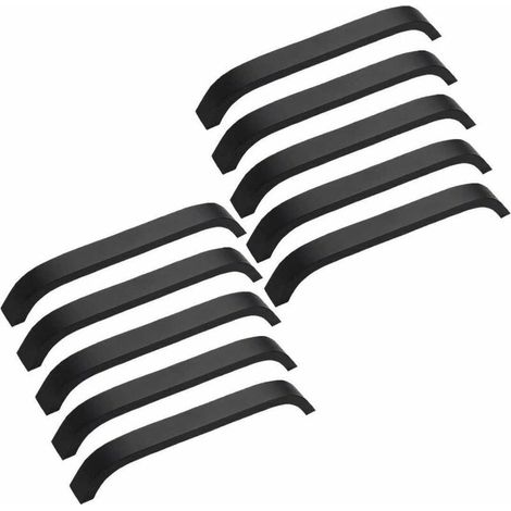 Royaluxe – Set Mit 10 Schwarzen Küchenmöbelgriffen, Schrankgriffen, Küchentür, Schrank, Möbelmittenabstand 160 Mm