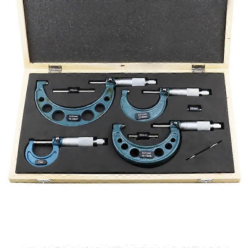 Jeu De 4 Micromètres À Vernier Métriques 0-100 Mm 0,01 Mm Pour Mesure D'Épaisseur Extérieure
