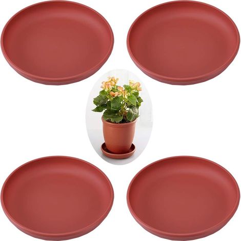 4 Stück Blumentopf-untersetzer, Kunststoff-blumentopf-pflanzen-ablaufschalen, Kunststoff-blumentopf-untersetzer, Für Blumentopf, Innen- Oder Außendekoration (ziegelrot)-fe