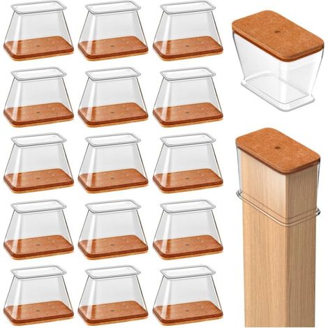 16 Stück Rechteckiger Stuhlbeinschutz, Silikon-stuhlbeinschutz, Stuhlgleiter, Reduziert Geräusche, Vermeidet Kratzer, S-passform: Umfang: 95–124 Mm