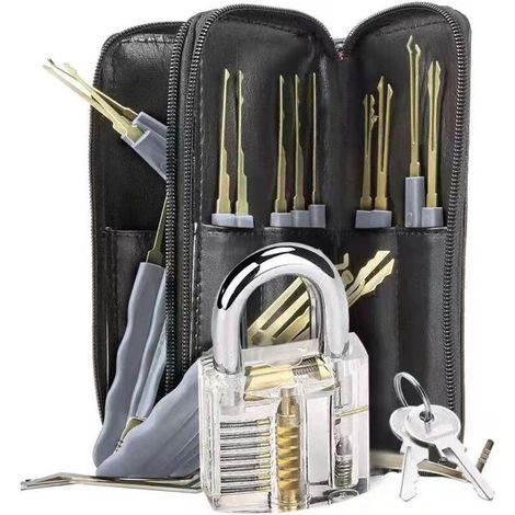 25-teiliges Premium-werkzeugset Zum Öffnen Von Schlössern, Transparentes Trainings-vorhängeschloss, Werkzeuge Zum Öffnen Von Schlössern Für Anfänger Und Schlosser, Werkzeugset Zum Öffnen Von Schlösser