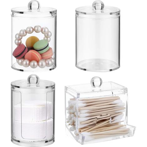 4 Stück Acryl-wattestäbchen-box, Wattestäbchen-spender Für Schlafzimmer, Badezimmer, Wohnzimmer, Aufbewahrung