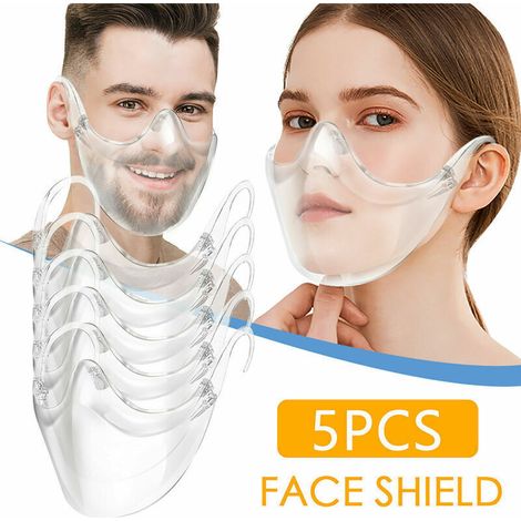 5 Stück Mund-nasen-visier, Gesichtsmaske, Transparenter Gesichtsschutz, Gesichtsvisier