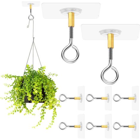 8 Stück Deckenhaken Ohne Bohren, Selbstklebende Deckenhaken Ohne Bohren, Selbstklebende Deckenhaken, Transparent Zum Aufhängen Von Pflanzen, Pflanzenaufhänger
