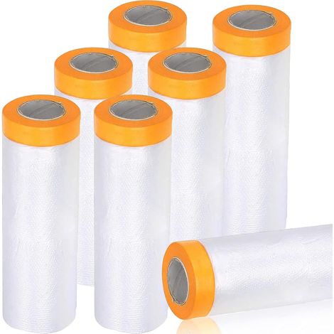 8 Rollen Kunststoff-schutzfolien, 1,1 M X 20 M Vorklebende Abdeckfolie, Rollen Wasserfeste Abdeckfolie, Kunststoff-schutzfolien Für Malerei, Möbel