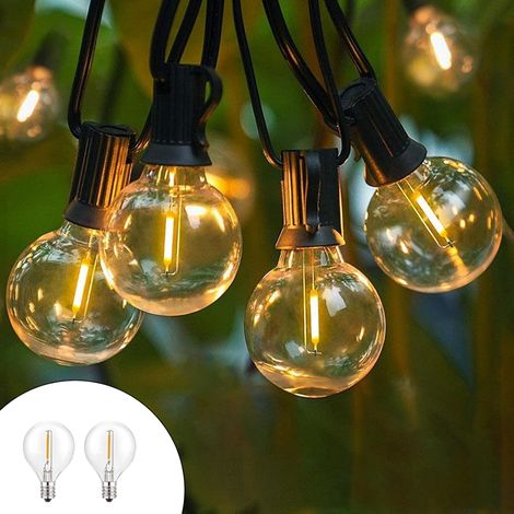 Ausziehbare Guinguette-girlande Für Den Außenbereich Mit 25 Bruchsicheren Glühbirnen, 15 M (50 Fuß), Ip45-lichtgirlande Für Den Außenbereich, Helle Und Energiesparende Guinguette-girlande Für Den Auße
