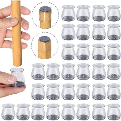 Linghhang – 32 Stück Stuhlbeinschoner Aus Silikon – Größe S (23–32 Mm) – Transparente Gleiter Für Harte Böden – Leises Gleiten