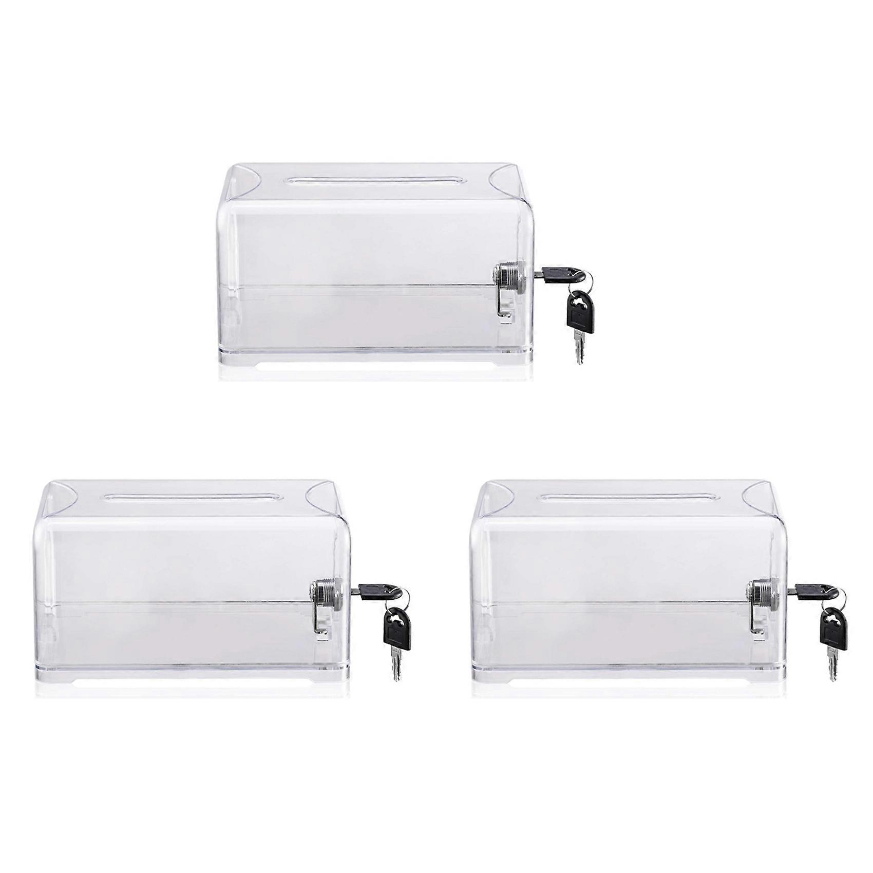 Boîte À Suggestions De Dons 3x Avec Serrure, Urne, Boîte À Suggestions Pour Collecte De Fonds, Dons, Pourboires, Boîte De Tombola