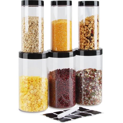 Mehlbox, 3 Stück 1000 Ml Und 3 Stück 500 Ml, Luftdichter Lebensmittelbehälter, Kunststoff-küchenaufbewahrung, Set Vorratsdosen Für Gewürze, Spaghetti, Kaffee, Müsli