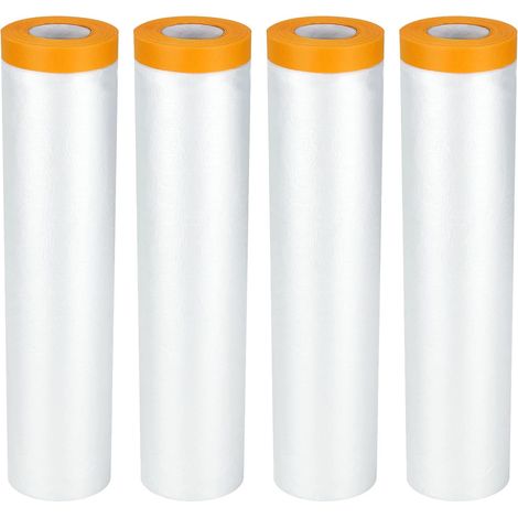 Selbstklebendes Staubschutzfolien-rollo, 4 Rollen, 2,4 X 20 M, Fallfolien-abdeckband Mit Kunststofffolie, Kunststoff-dekorationsfolien Für Malerei, Möbelverkleidung