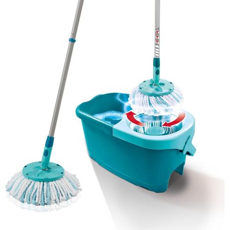 Disc Mop Ergo Komplettset Aus Besen, Mopp Und Auswringeimer, Mikrofaser-mopp-set Mit Teleskopstiel, Müheloses Auswringen