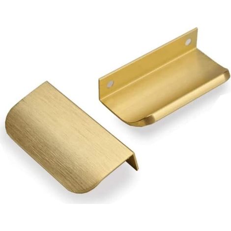- 6er-set Unsichtbarer Griff, Küchenmöbelgriff, Goldgriff – Gebürstetes Gold, Küchengriff, Schubladengriff, Gebürstetes Messing, Aluminiumlegierung, Abstand 64 Mm, Gebürstetes Gold
