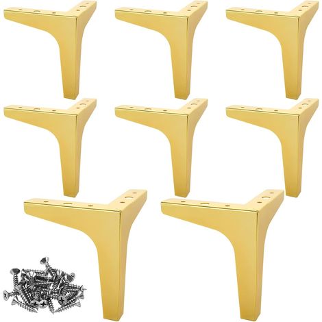 (golden, Mit 40 Schrauben) 8 Stück Goldene Möbelbeine, 15 Cm Metallsofabeine, Tragfähigkeit Bis 800 Kg, Moderne Dreieckige Möbelbeine Für Sofa, Tisch, Bett, Schrank