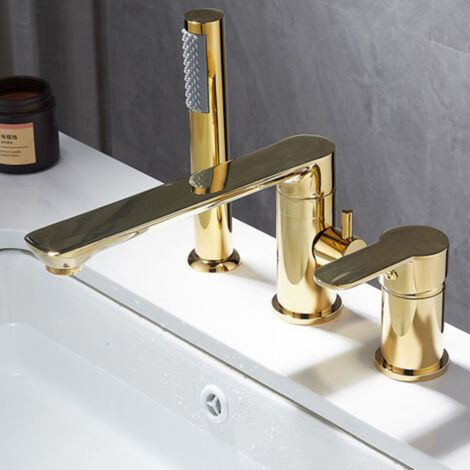 3-loch-badewannen-duschset Zur Wandmontage Mit Goldenem Messingkörper -kzq