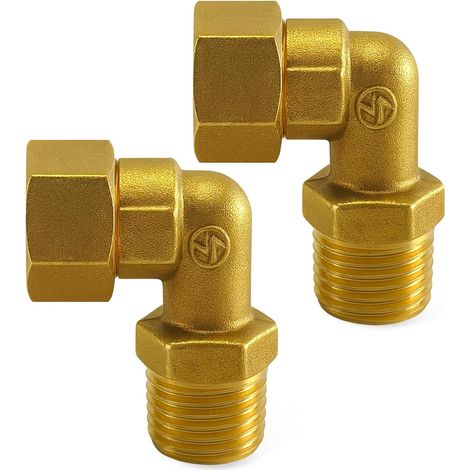 2er-pack 90°-winkel Aus Messing, 1/2-zoll-ips-stecker-buchse-verbindung, Robuste, Auslaufsichere Armaturen Für Klauenfußwanne, Dusche, Küchenarmatur, Waschbecken, Warmwasserbereiter