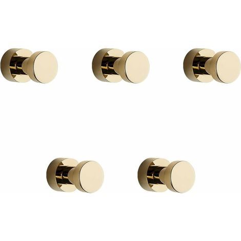 Goldene Handtuchhaken, 5 Packungen, Rostfreie Metall-bademantel- Und Kleiderhaken, Selbstklebende Oder An Der Wand Befestigte Haken Für Badezimmer