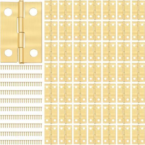 Kleine Scharniere, Mini-scharnier Mit 200 Stück Schrauben, Miniatur-scharnier Für Diy Box, Modell, Spielzeug, Kunstwerk, Handwerk, 24 16 Mm, Goldfarben, 50 Stück