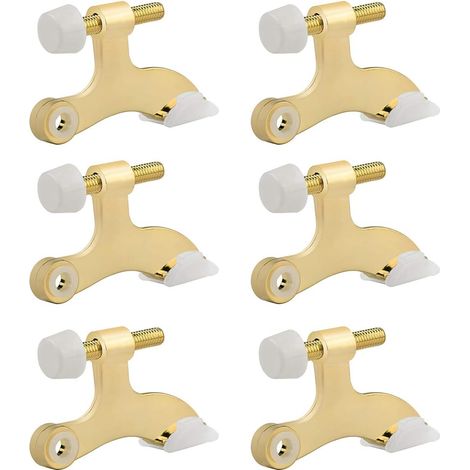 6 Türstopper Aus Goldfarbenem Messing – Verstellbar, 6,5 X 4,5 Cm, Mit Weißen Gummifüßen