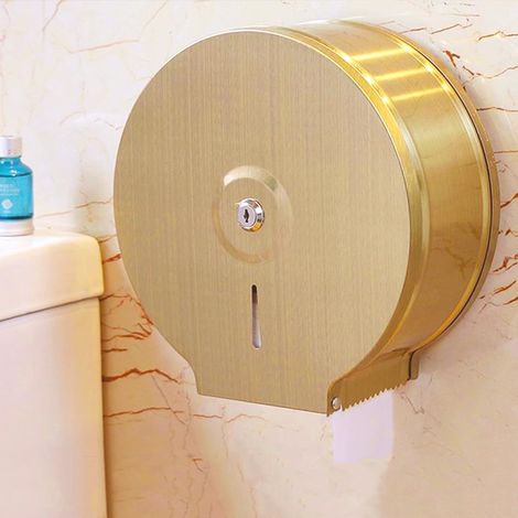 Wandmontierter Toilettenpapierhalter Aus Gebürstetem Gold-edelstahl, 23 Cm Großer Toilettenpapierspender Mit Schlüsselschloss