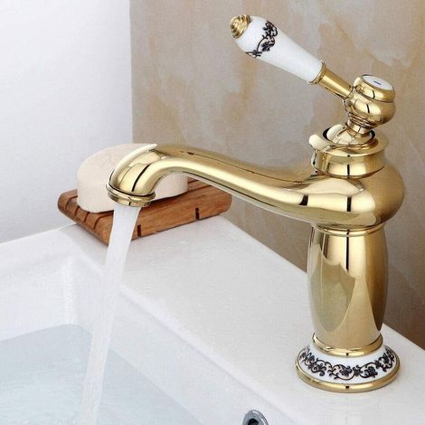 Ymyny Retro Gold Küchenspüle Badezimmer Wasserhahn Mischbatterie, Einhebelmischer Für Küche Badezimmer Waschbecken
